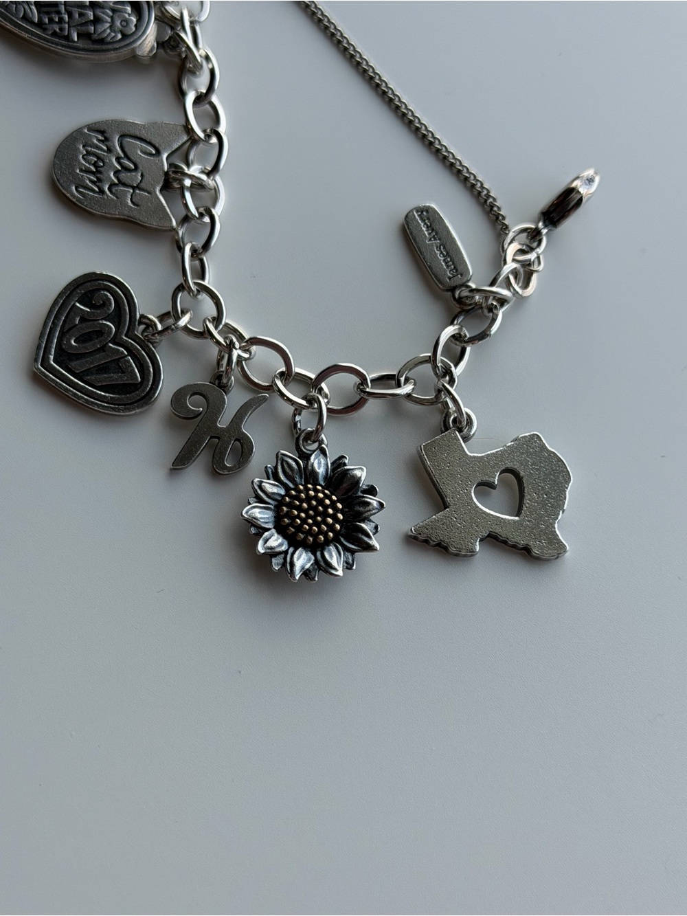 James Avery 925 Sterling Silver Charm Bracelet w/ P.S. I love you & Heart Charms - Picture 8 of 9